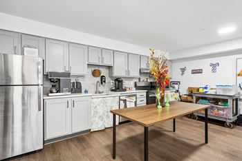 Resident community room with kitchen